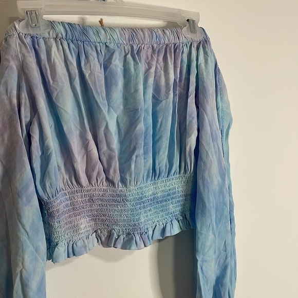 NWT Surf Gypsy Top Hippie Smocked Tie Dye Small Blue Coastal Boho Beach Swim - Picture 8 of 15